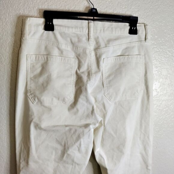 Gap Pants Sz 12S Corduroy 70s Flare High Rise Stretch Casual Minimalist Ivory - Picture 7 of 11